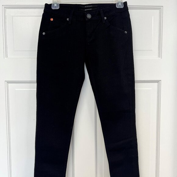 Hudson Black Denim Cropped Skinny Jeans W428DCL - Picture 1 of 5